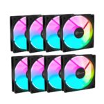 Kit 8 Fans Kalkan Lumen RGB 8x120mm 1500RPM 1.19mmH2O Preto - KLK00018
