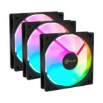 Kit 3 Fans Kalkan Lumen RGB 3x120mm 1500RPM 1.19mmH2O Preto - KLK00018