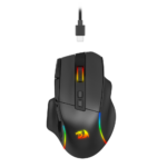 Mouse Gamer Redragon Viper RGB 24000DPI Switch Huano Blue Shell White Dot 10 Botões USB-C Preto - M925