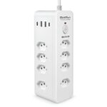 Extensão Filtro de Linha 8 Tomadas 2 USB-A e 2 USB-C Cabo 2m Branco