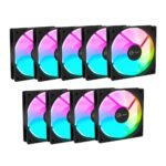 Kit 9 Fans Kalkan Lumen RGB 9x120mm 1500RPM 1.19mmH2O Preto - KLK00018