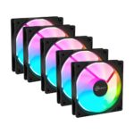 Kit 5 Fans Kalkan Lumen RGB 5x120mm 1500RPM 1.19mmH2O Preto - KLK00018