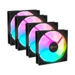 Kit 4 Fans Kalkan Lumen RGB 4x120mm 1500RPM 1.19mmH2O Preto - KLK00018