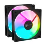 Kit 2 Fans Kalkan Lumen RGB 2x120mm 1500RPM 1.19mmH2O Preto - KLK00018