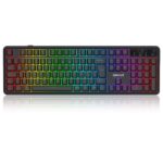 Teclado Gamer Membrana Redragon RM104 Volcano ARGB Sem Fio Tri-Mode USB 2.4GHz Bluetooth USB-C Full Size Preto - K526-WL