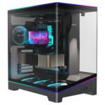 Gabinete Gamer Redragon View ARGB S/Fan Midtower ATX USB-C Suporte GPU Plataforma Action Figure Preto - CA-622B