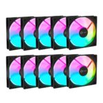 Kit 10 Fans Kalkan Lumen RGB 10x120mm 1500RPM 1.19mmH2O Preto - KLK00018