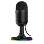 Microfone Gamer Redragon Pulsar RGB USB Condensador Omnidirecional Cancelamento De Ruído Preto - GM303 - Imagem 2