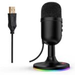 Microfone Gamer Redragon Pulsar RGB USB Condensador Omnidirecional Cancelamento De Ruído Preto - GM303 - Imagem 3