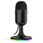 Microfone Gamer Redragon Pulsar RGB USB Condensador Omnidirecional Cancelamento De Ruído Preto - GM303 - Imagem 4