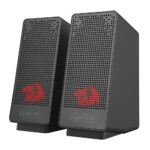 Caixa De Som Gamer Redragon Ranch Stereo 2.0 LED Red USB+3.5mm Controladora In-Line 6W RMS Preto - GS513