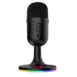 Microfone Gamer Redragon Pulsar RGB USB Condensador Omnidirecional Cancelamento De Ruído Preto - GM303