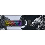 Mousepad Gamer Kalkan Howl Ext Lite Speed 900x300x3mm Borda Costurada Branco e Preto - KLK00106 - Imagem 2