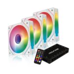 Kit 3 Fans Round5 Aurora ARGB PWM 120mm Com Controladora Branco - FW-W-2218 - Imagem 2