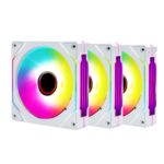 Kit 3 Fans Round5 Aurora ARGB PWM 120mm Com Controladora Branco - FW-W-2218