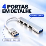 HUB Adaptador USB 4 Portas 1 USB 3.0 e 3 USB 2.0 - MM-USB4-U - Imagem 4