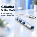 HUB Adaptador USB-C 4 Portas 1 USB 3.0 e 3 USB 2.0 - MM-USB4-C - Imagem 3