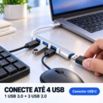 HUB Adaptador USB-C 4 Portas 1 USB 3.0 e 3 USB 2.0 - MM-USB4-C - Imagem 5