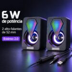 Caixa De Som Gamer Exbom 2.0  Com Led Conexão PC/Not/Celular - CS-C20 - Imagem 5