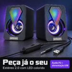 Caixa De Som Gamer Exbom 2.0  Com Led Conexão PC/Not/Celular - CS-C20 - Imagem 8
