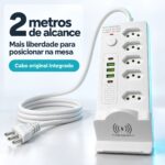 Filtro De Linha 5 Tomadas 2 USB-C e 3 USB-A Carregamento Wireless Branco - ST-1013-B - Imagem 4