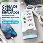 Filtro De Linha 5 Tomadas 2 USB-C e 3 USB-A Carregamento Wireless Branco - ST-1013-B - Imagem 5