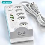 Filtro De Linha 5 Tomadas 2 USB-C e 3 USB-A Carregamento Wireless Branco - ST-1013-B - Imagem 6
