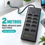 Filtro De Linha 10 Tomadas 3 USB-C e 3 USB-A Bivolt Preto - ST-1006-A - Imagem 5
