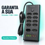 Filtro De Linha 10 Tomadas 3 USB-C e 3 USB-A Bivolt Preto - ST-1006-A - Imagem 8
