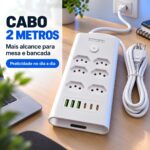 Filtro De Linha 6 Tomadas 3 USB-C e 3 USB-A Bivolt Branco - ST-1004-B - Imagem 2