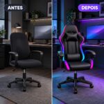 Cadeira Gamer com Altura Ajustável RGB LED com Controle Ergonômica - ST-1097 - Imagem 7