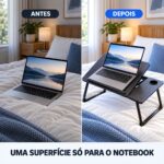 Mesa para Notebook e Leitura Dobrável 5 Níveis com Porta Copo MDF Preto - AGSN-662 - Imagem 8