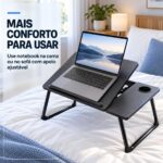 Mesa para Notebook e Leitura Dobrável 5 Níveis com Porta Copo MDF Preto - AGSN-662 - Imagem 2