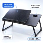 Mesa para Notebook e Leitura Dobrável 5 Níveis com Porta Copo MDF Preto - AGSN-662 - Imagem 6