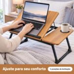 Mesa Para Notebook e Leitura Dobrável 5 Níveis Com Porta Copo MDF Carvalho - AGSN-662 - Imagem 3