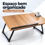 Mesa Para Notebook e Leitura Dobrável 5 Níveis Com Porta Copo MDF Carvalho - AGSN-662 - Imagem 4