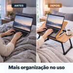 Mesa Para Notebook e Leitura Dobrável 5 Níveis Com Porta Copo MDF Carvalho - AGSN-662 - Imagem 7