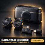 Mini Microfone Lapela Sem Fio Duplo 2.4GHz Estojo USB-C - MM-Q8TC2 - Imagem 9