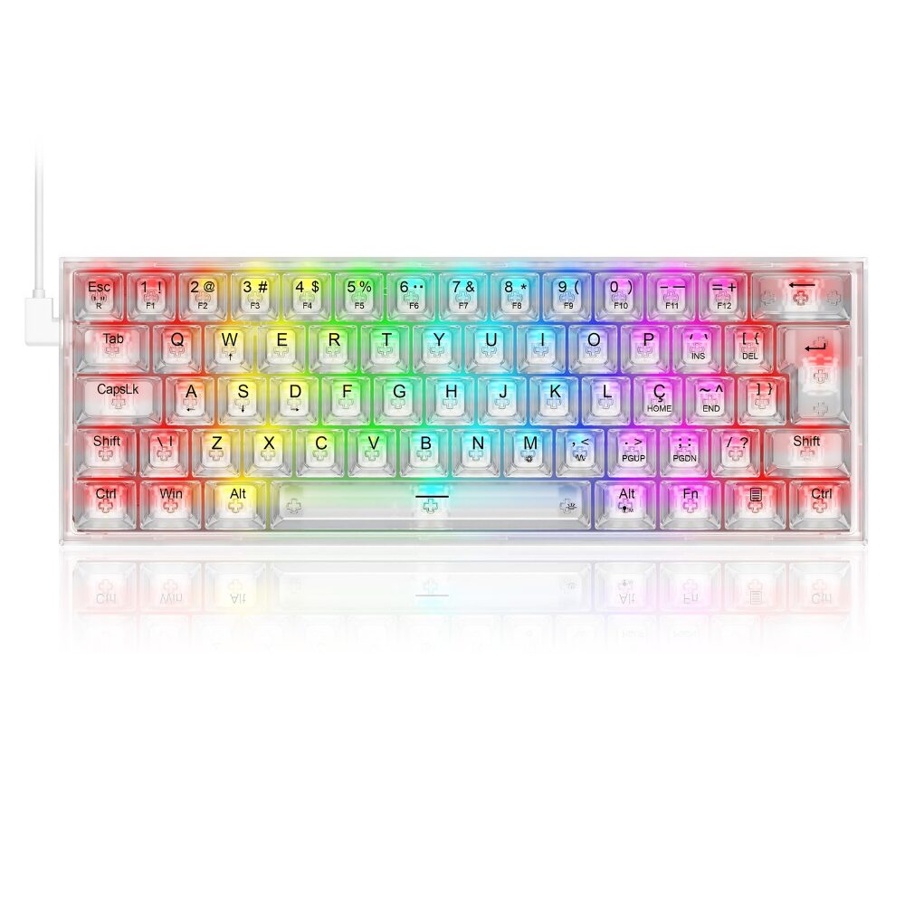 1a6588b80051487c1b7c3d5ced6f33c1.jpg Teclado Gamer Redragon Fizz Crystal RGB Switch Crystal Linear - K617CT - Imagem 1