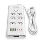 Filtro De Linha 6 Tomadas 3 USB-C e 3 USB-A Bivolt Branco - ST-1004-B