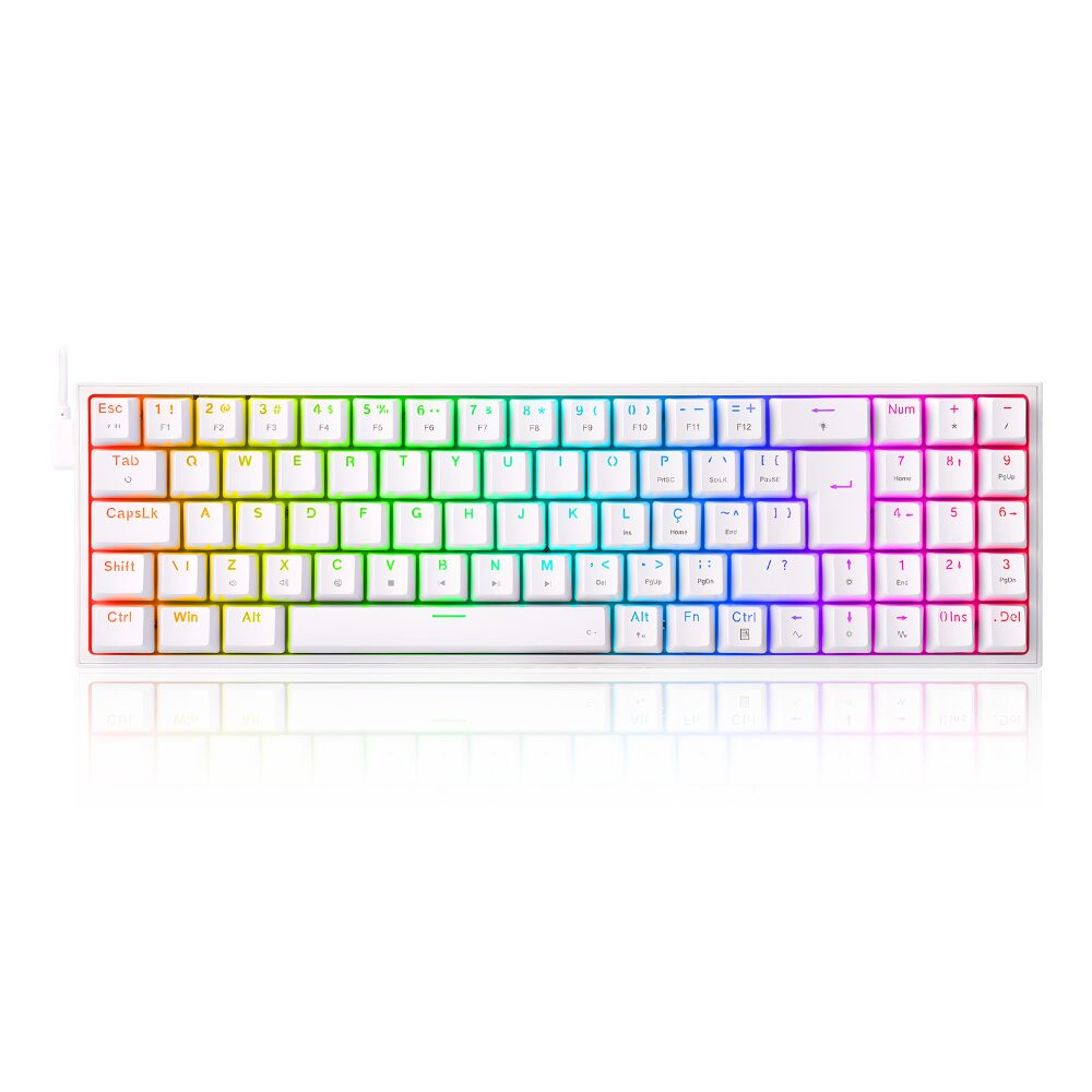 e7aca036ddc1efd78634dc3a943464aa.jpg Teclado Mecânico Redragon Pollux RGB Switch Blue USB Branco - K628-RGB-W - Imagem 1