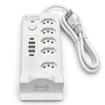 Filtro De Linha 5 Tomadas 2 USB-C e 3 USB-A Carregamento Wireless Branco - ST-1013-B